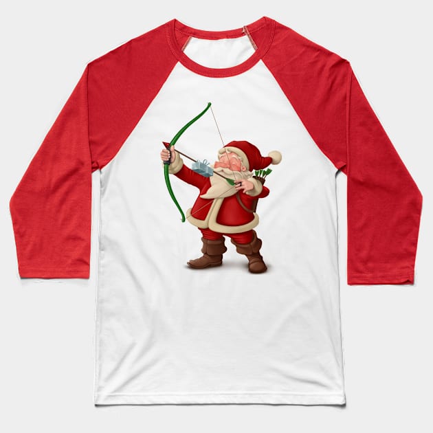 Santa Claus Archery Baseball T-Shirt by JORDYGRAPH